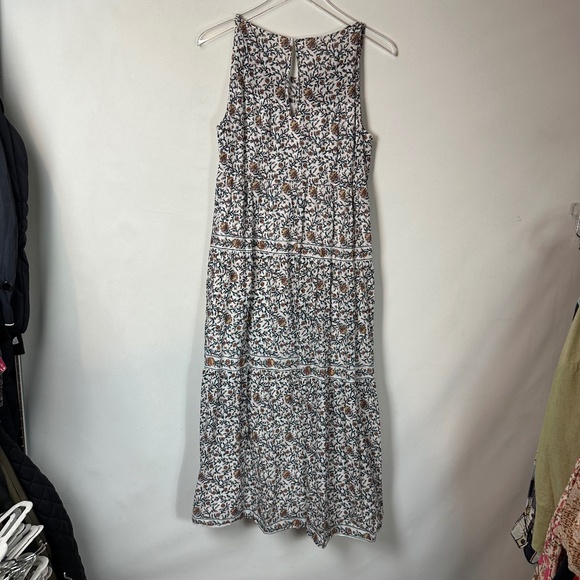 Max Studio Floral Cream Rose Branch Sleeveless Maxi Midi Tiered Dress Medium - Picture 3 of 6